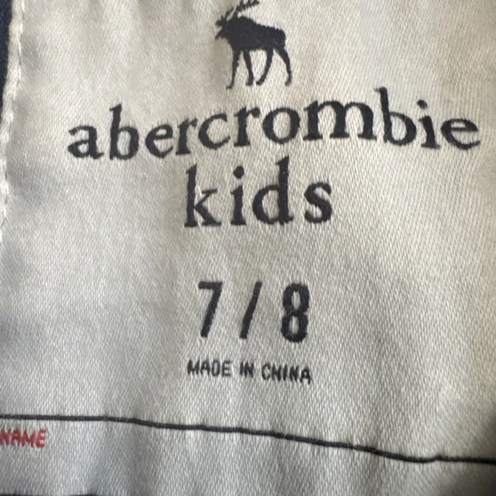 Abercrombie Kids Denim Jacket Size 7/8‎ Blue Paint Splatter Moose Back Graphic